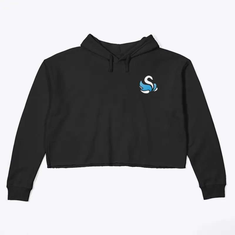 Swan Society Crop Hoodie - White Logo